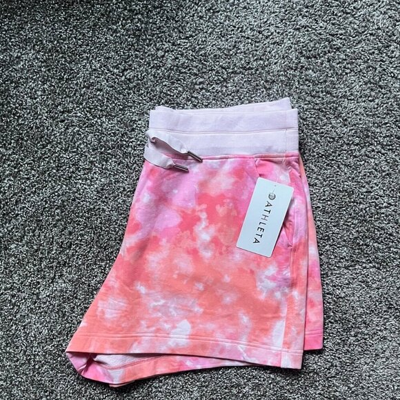 NWT Plus Sized Athleta Balance Printed 4” Shortie, Pink Orange Tie-Dye, Size 1X - Picture 2 of 6